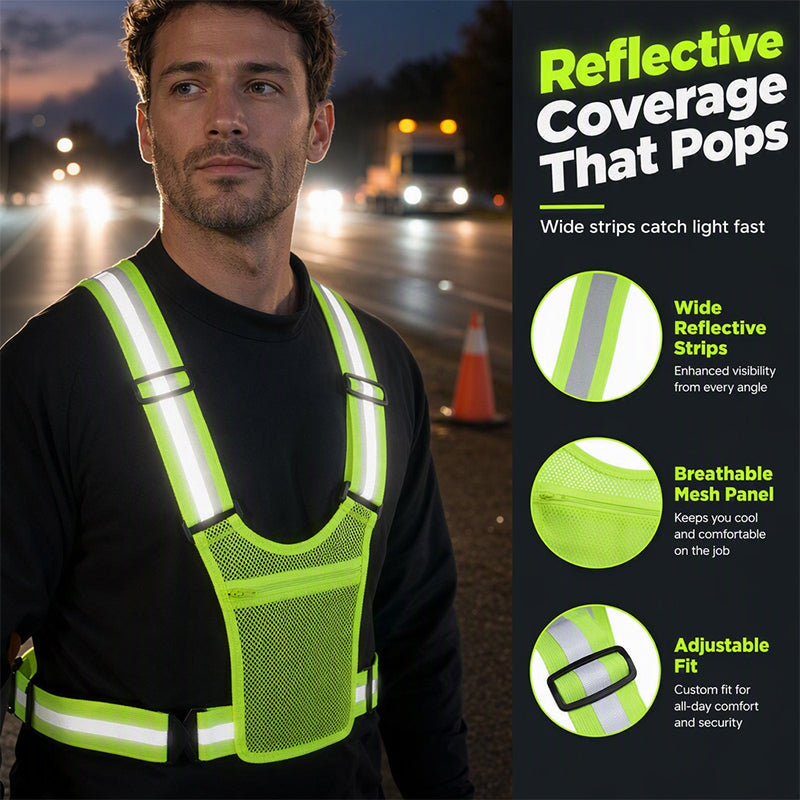 🦺✨ High-Visibility Reflective Vest – Practical Pocket, Comfortable Fit, and Total Safety for Day and Night Running 🌙🏃‍♂️