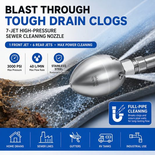 🔥 Professional Grade Sewer Jetter Nozzle ✨ Blast Away Stubborn Clogs & Clear Pipes in Seconds — Zero Plumber Fees! 🚿💪