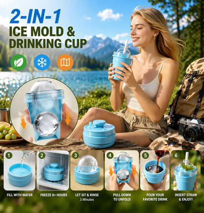 🔥2-in-1 Collapsible Silicone Ice🧊 Ball Maker Cup