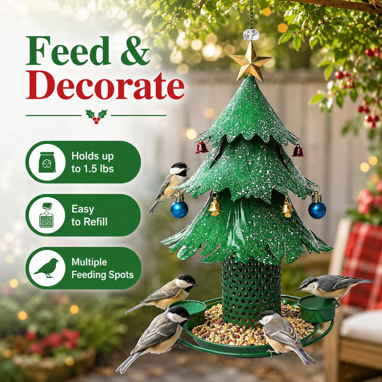 🎄Festive Christmas Tree Hanging Bird Feeder for Winter Garden And Outdoor Decor🐦‍⬛