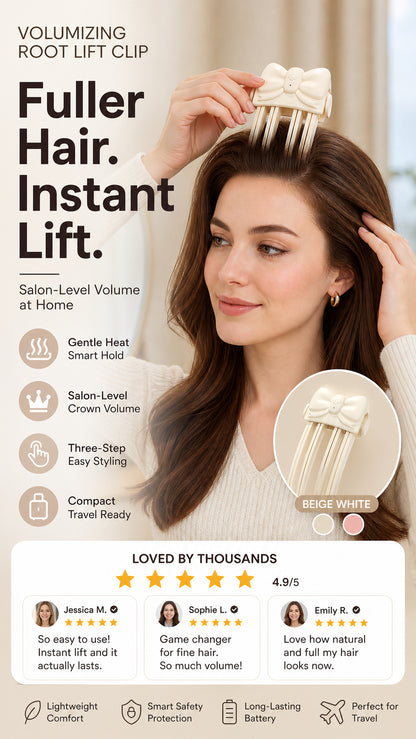 Wireless Heated Volumizing Root Lift Clip - Salon Crown Volume Styling Tool for Fine Flat Hair