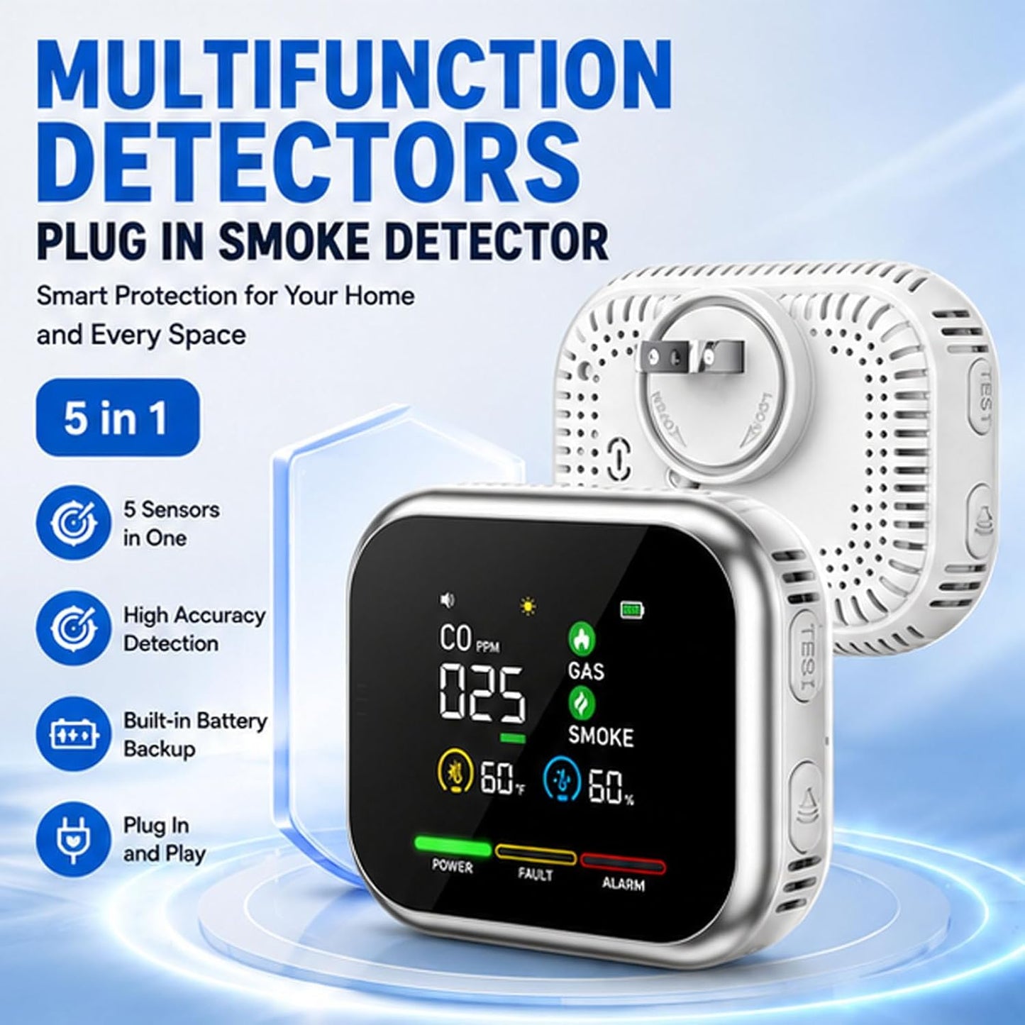 🌟2026 New Portable 6-in-1 Environment & Air Quality Detector | HD Display, CO Monitoring, Temperature, Humidity & High Decibel Alarm