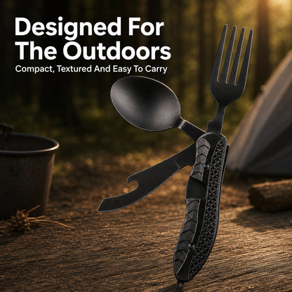 Folding Knife with Fork &amp; Spoon Set-The Ultimate Outdoor Dining Tool for camping &amp; Adventure