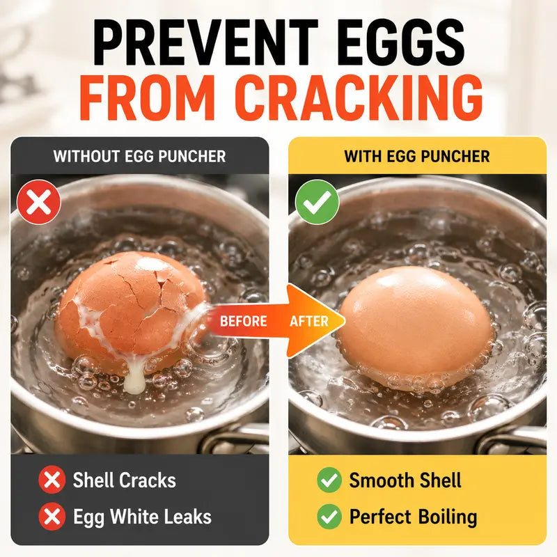 Egg Piercer – One-Press Stainless Steel Egg Pricker for Perfect Hard-Boiled Eggs