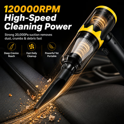 ✨ 4-in-1 Cordless Handheld Vacuum Handheld 120,000 RPM Hurricane Suction Power — Cleans up any stubborn trash in 3 seconds! 🌪️🚗