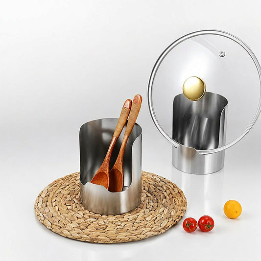 💡Stainless Steel Spoon Rest & Pot Lid Holder - Rust-Proof Drip Catcher for Stove Top