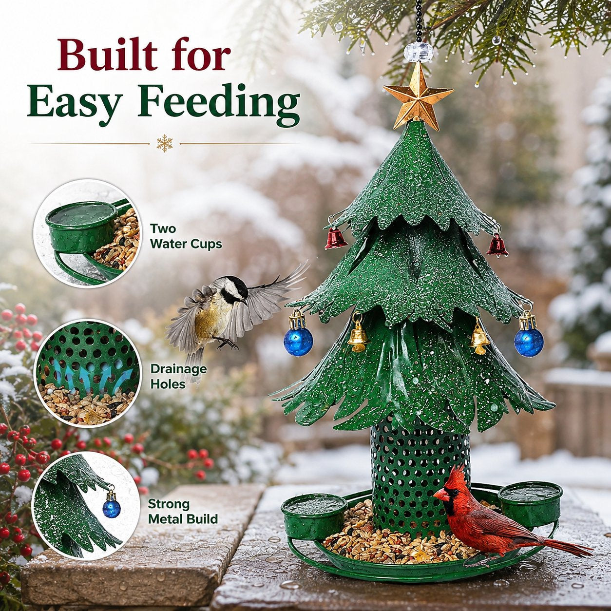 🎄Festive Christmas Tree Hanging Bird Feeder for Winter Garden And Outdoor Decor🐦‍⬛
