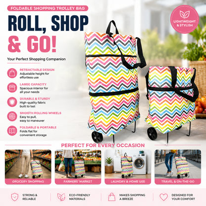 🛒2-in-1 Foldable Shopping Cart with Wheels