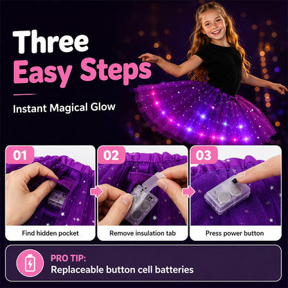 🎁LED Light Up Sequin Tutu Skirt Star Mesh Princess Skirt for Girls and Adults