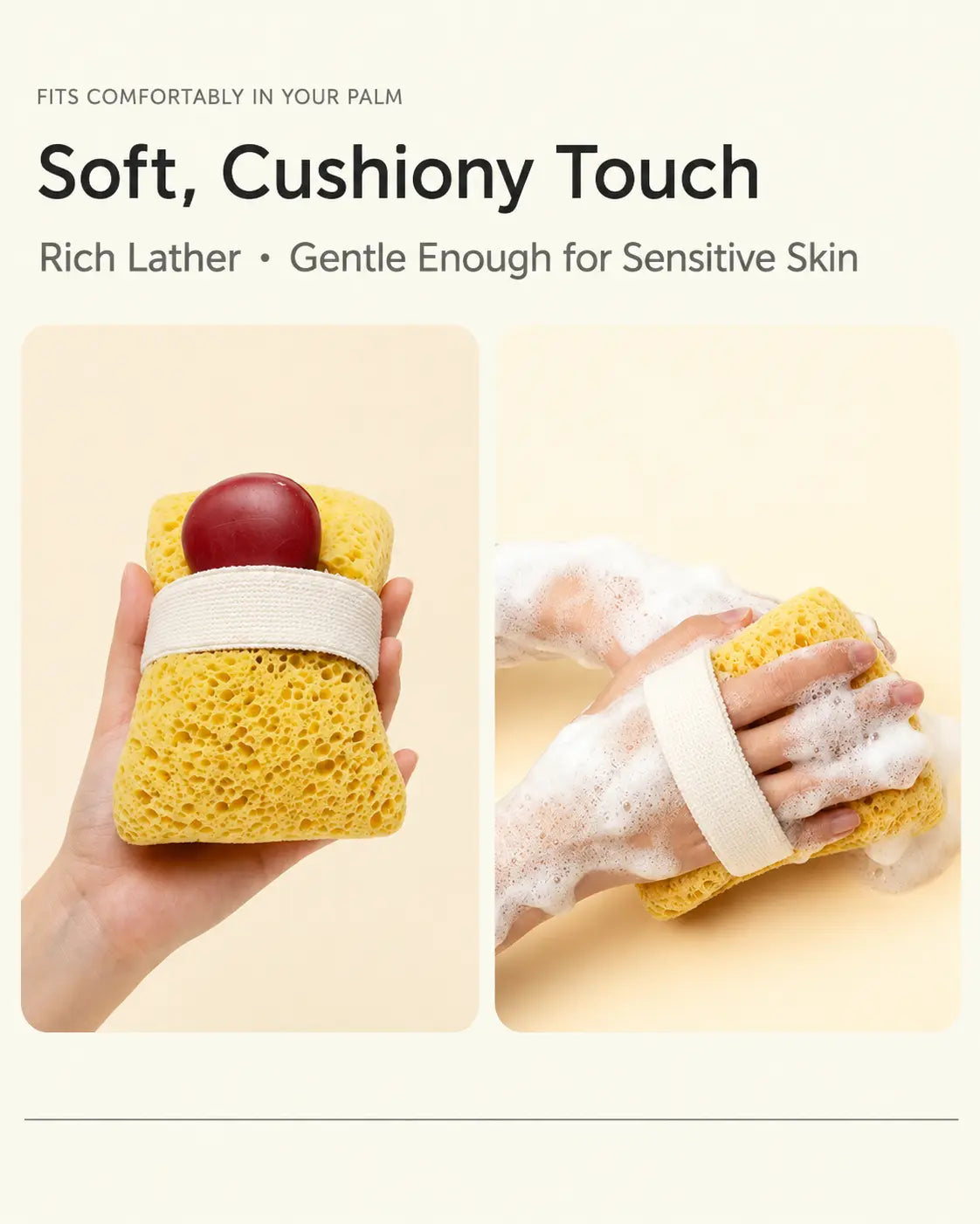 2-Pack Quick-Foaming Soap Pocket Bath Sponges with Easy-Grip Hand Straps