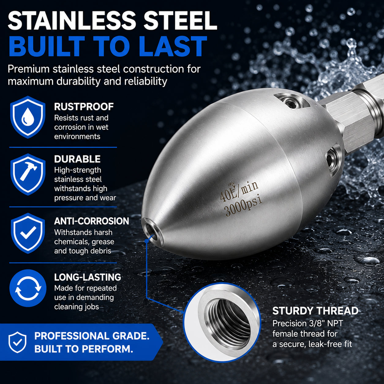 🔥 Professional Grade Sewer Jetter Nozzle ✨ Blast Away Stubborn Clogs & Clear Pipes in Seconds — Zero Plumber Fees! 🚿💪