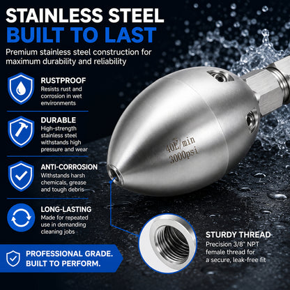🔥 Professional Grade Sewer Jetter Nozzle ✨ Blast Away Stubborn Clogs & Clear Pipes in Seconds — Zero Plumber Fees! 🚿💪