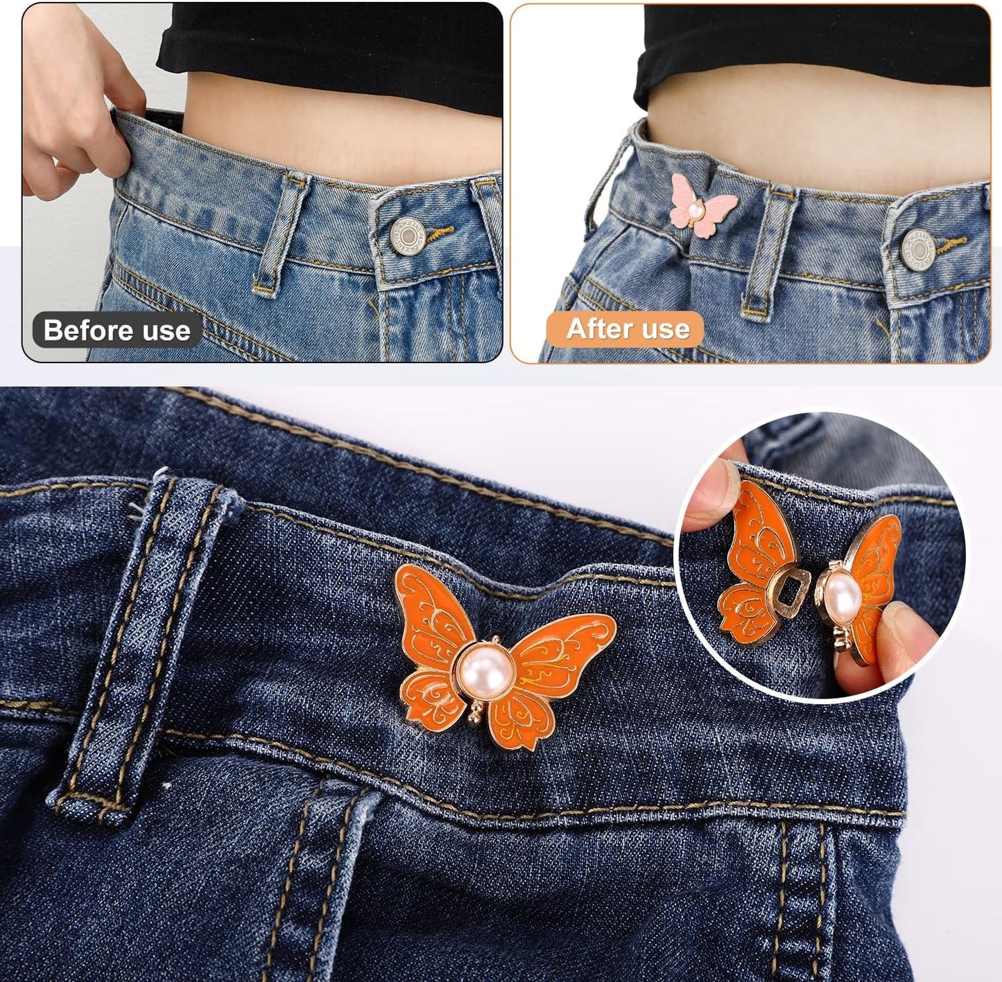 🔥8Pcs Butterfly-Designed Trouser Tightener for Jeans or Clothes