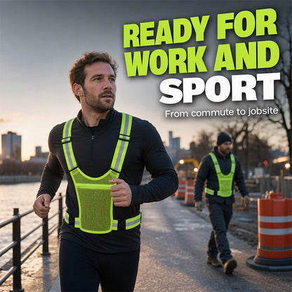 🦺✨ High-Visibility Reflective Vest – Practical Pocket, Comfortable Fit, and Total Safety for Day and Night Running 🌙🏃‍♂️