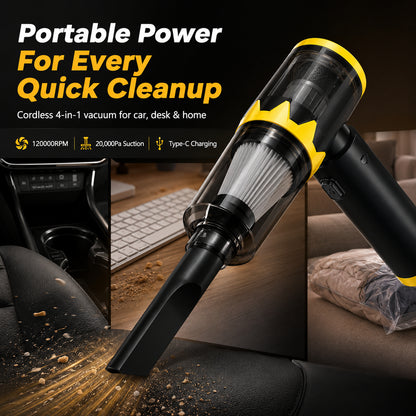 ✨ 4-in-1 Cordless Handheld Vacuum Handheld 120,000 RPM Hurricane Suction Power — Cleans up any stubborn trash in 3 seconds! 🌪️🚗