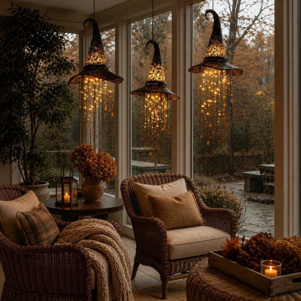 🍂 Lighted Witch Hat Hanging Chime Where Halloween Magic Meets Enchanted Glow