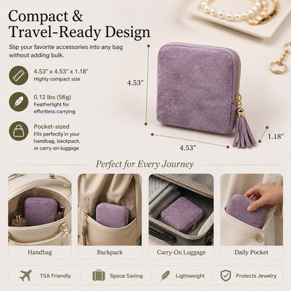 💎 Travel Jewelry Organizer Bag – Cotton-Lined Multi-Layer Case, Tangle-Free Storage