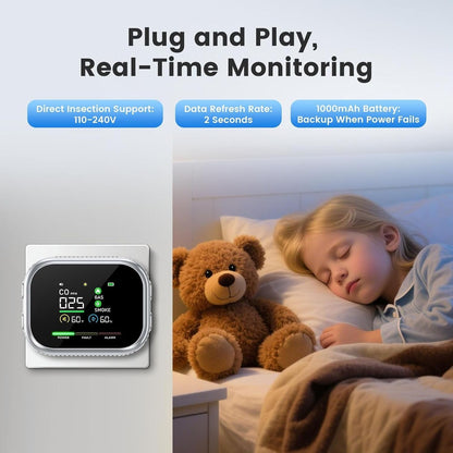 🌟2026 New Portable 6-in-1 Environment & Air Quality Detector | HD Display, CO Monitoring, Temperature, Humidity & High Decibel Alarm