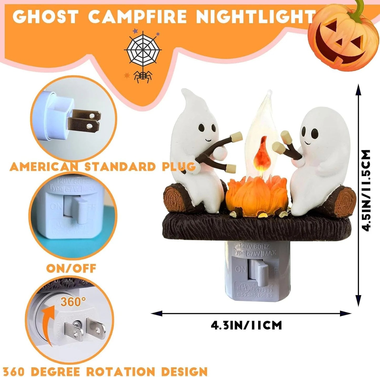 👻✨ Adorable Ghost Outlet Night Light — Light Up Your Spooky Season with Cuteness! 🎃