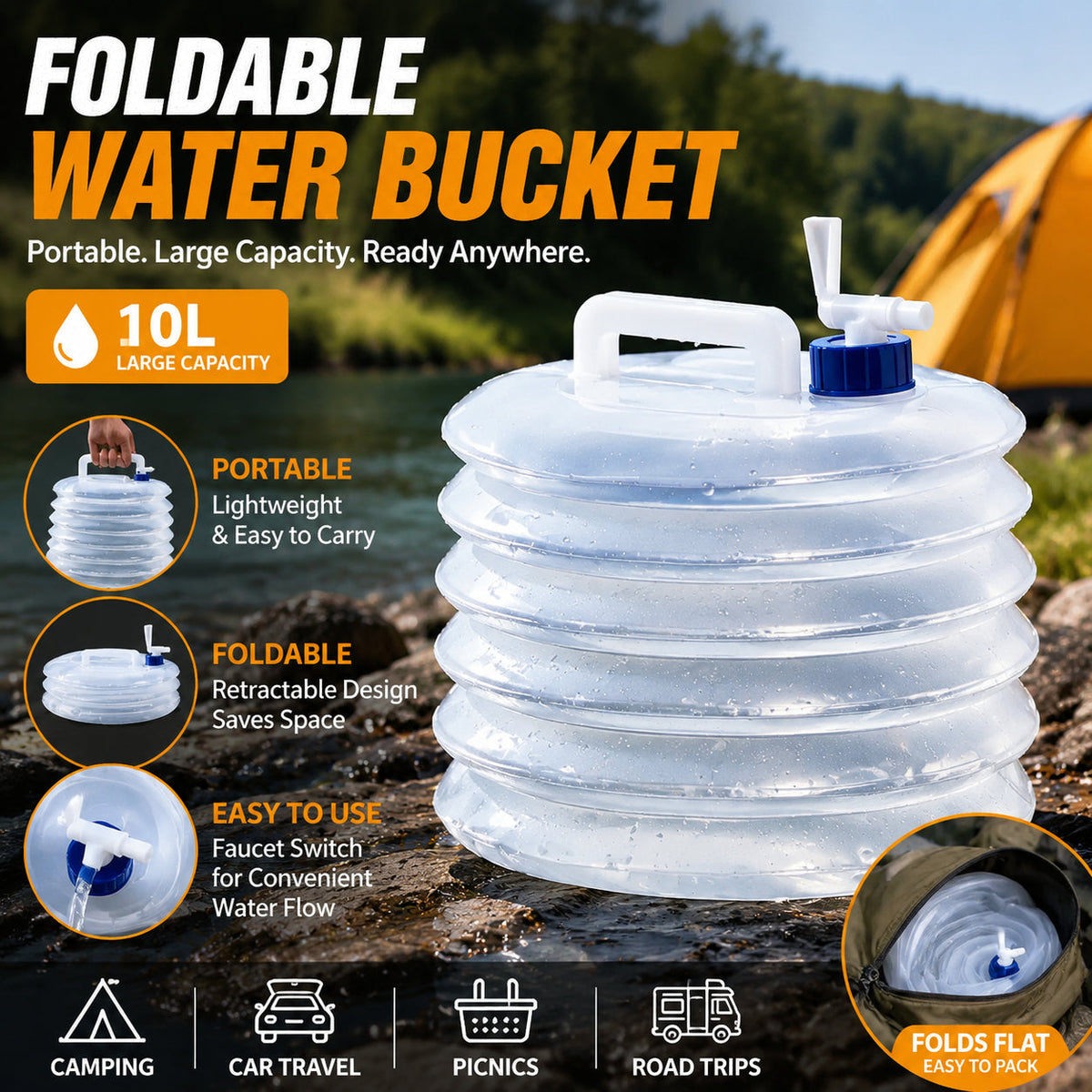 🚀 Ultra-Portable Retractable Water Storage Container ⛺ — Space-Saving Essential for Outdoor Camping! 🌟