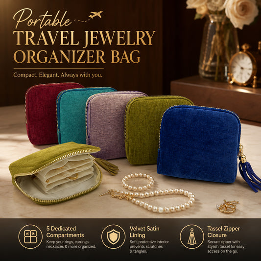 💎 Travel Jewelry Organizer Bag – Cotton-Lined Multi-Layer Case, Tangle-Free Storage