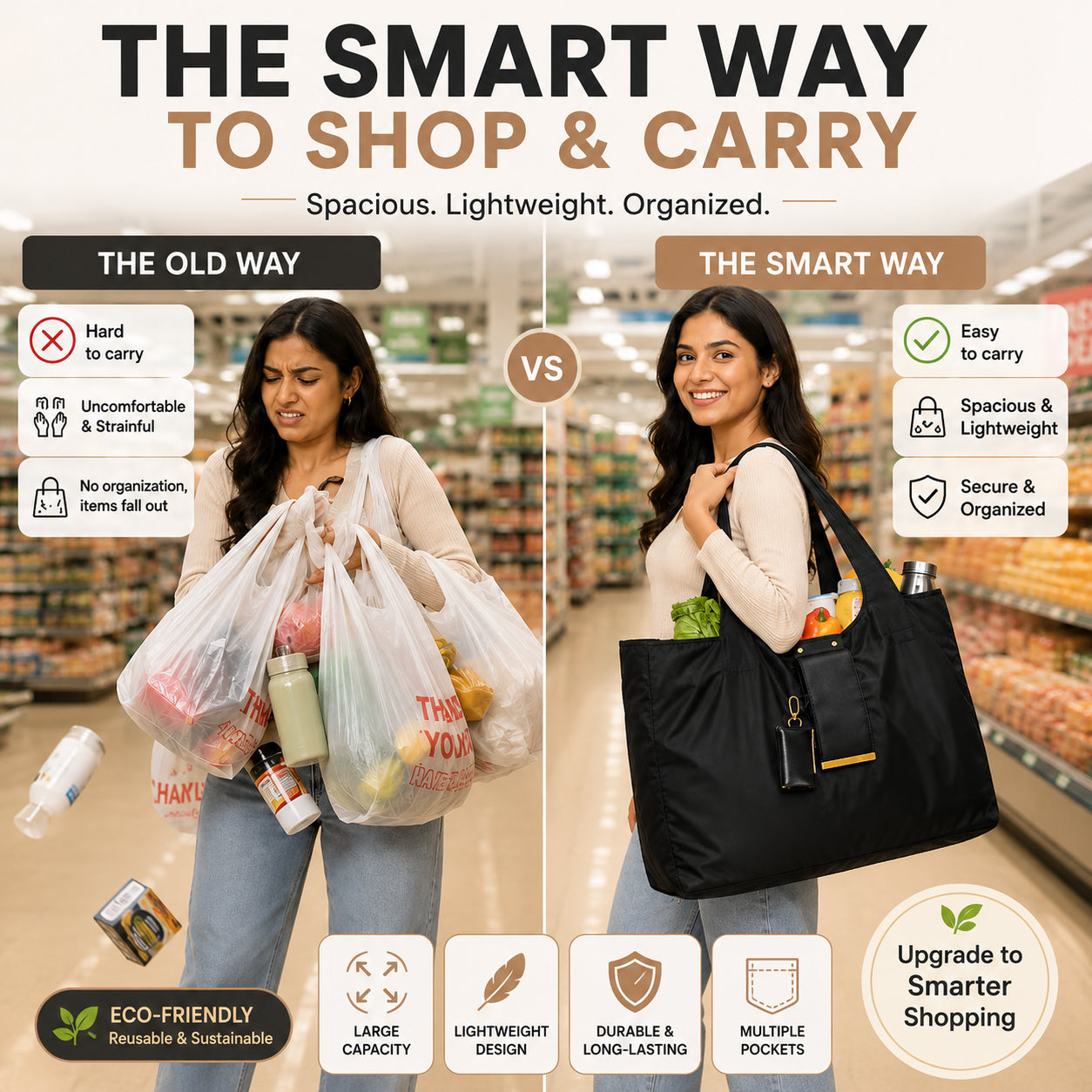 💥Buy three get one free👜 Foldable Keychain Tote Bag ✨ | 🛍️ Portable Reusable Shopping Bag 💕 Compact, Lightweight & Easy to Carry 🔑