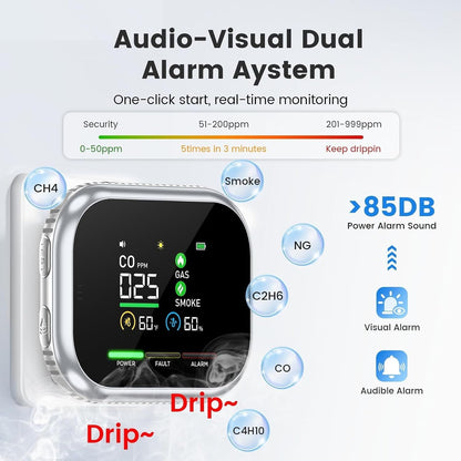 🌟2026 New Portable 6-in-1 Environment & Air Quality Detector | HD Display, CO Monitoring, Temperature, Humidity & High Decibel Alarm