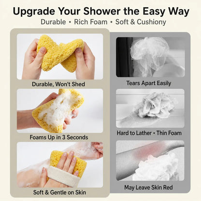 2-Pack Quick-Foaming Soap Pocket Bath Sponges with Easy-Grip Hand Straps