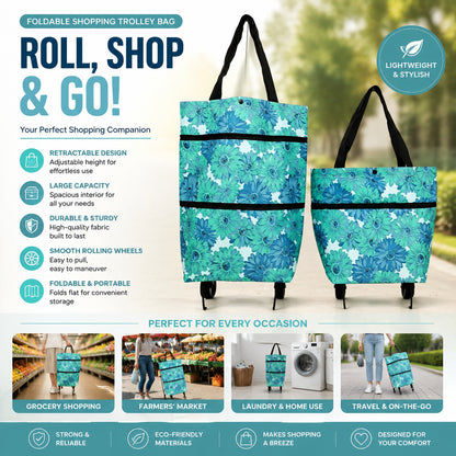 🛒2-in-1 Foldable Shopping Cart with Wheels