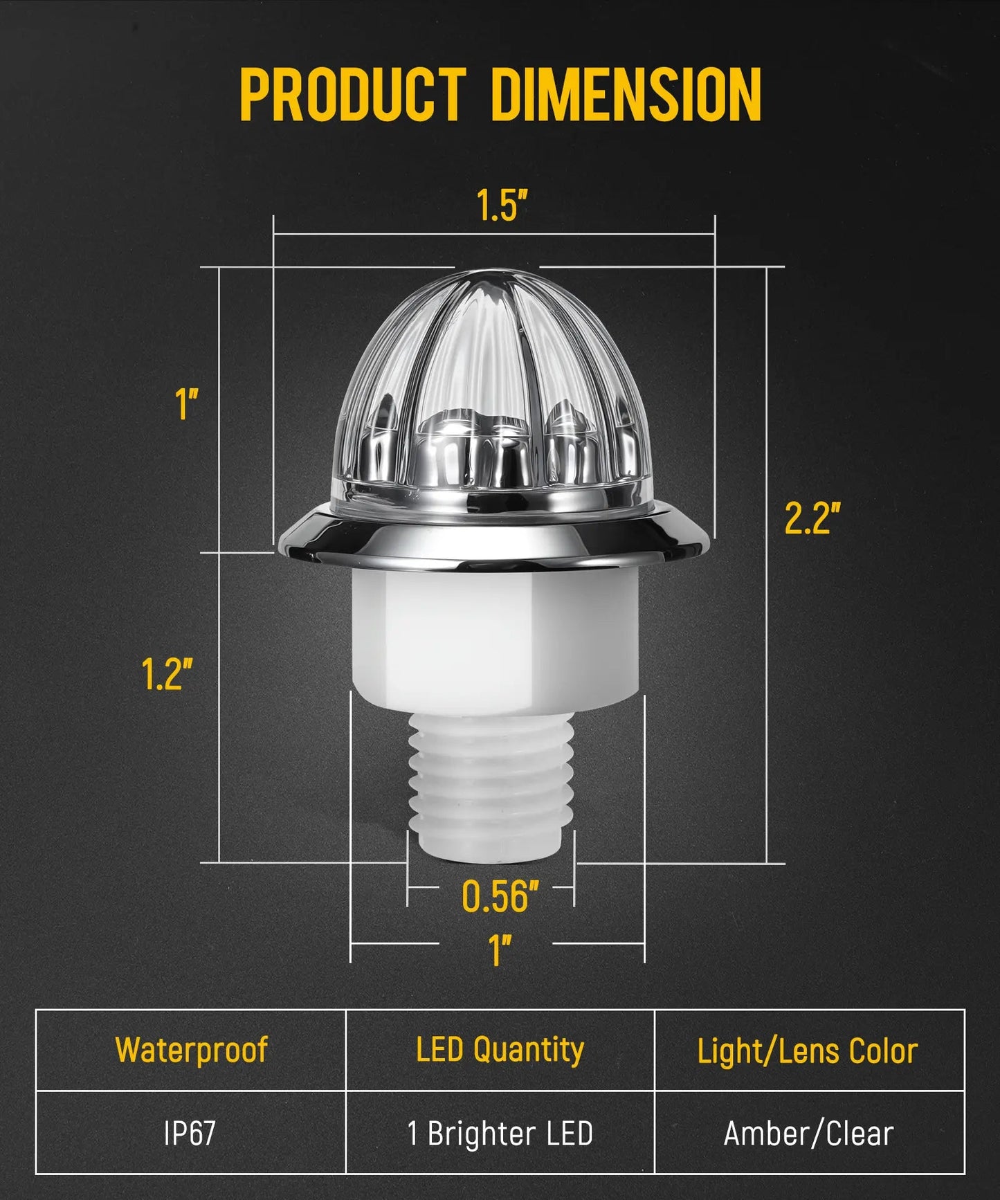 LED Watermelon Side Marker Lights 12V-24V Truck Trailer