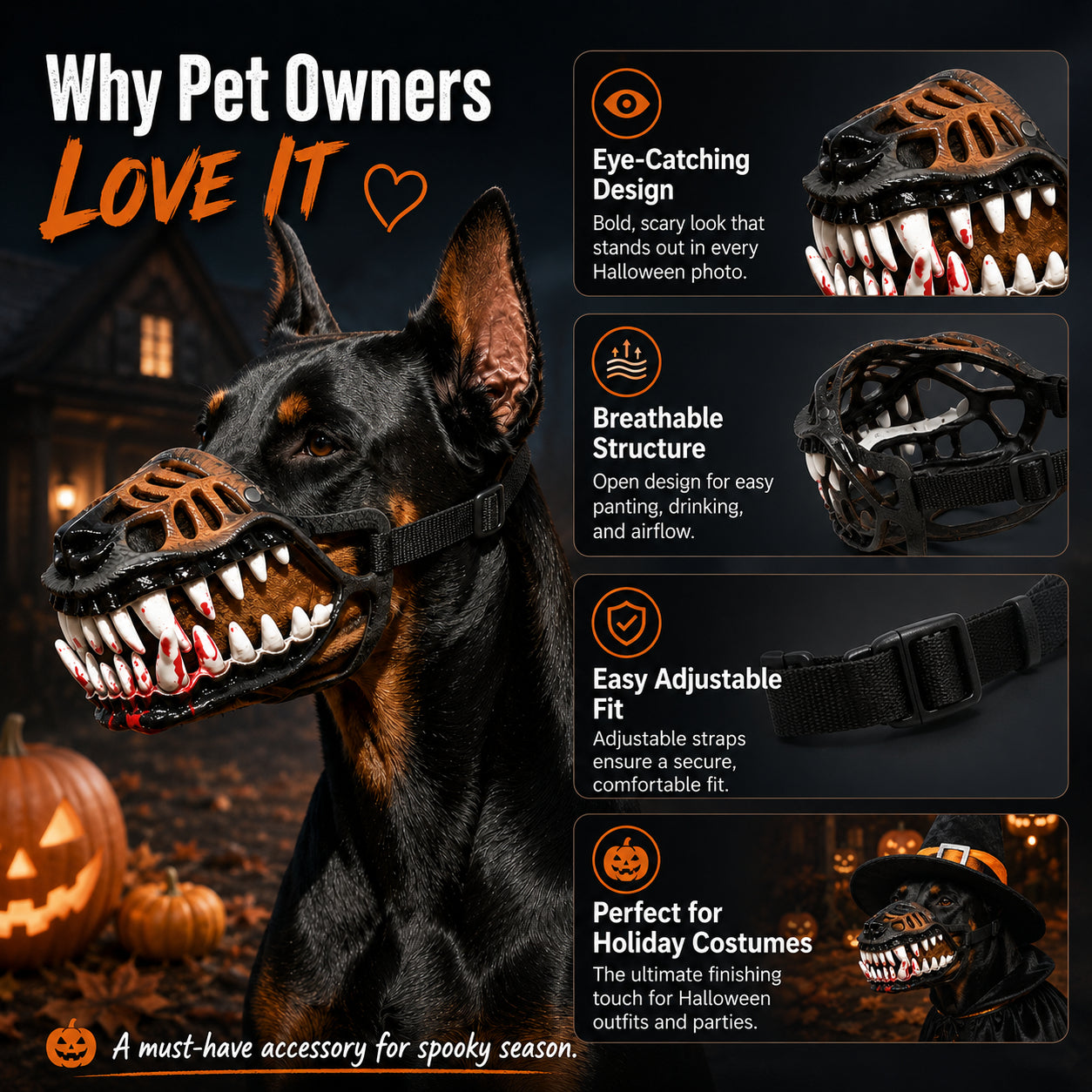Dinosaur Jaw Dog Muzzle | Halloween Pet Costume