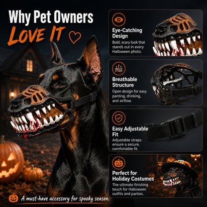 Dinosaur Jaw Dog Muzzle | Halloween Pet Costume