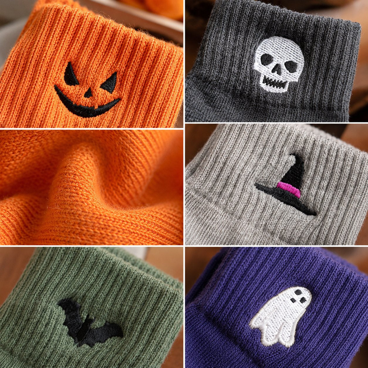 🦇🎃 Spooky-Cute Halloween Embroidered Ankle Socks