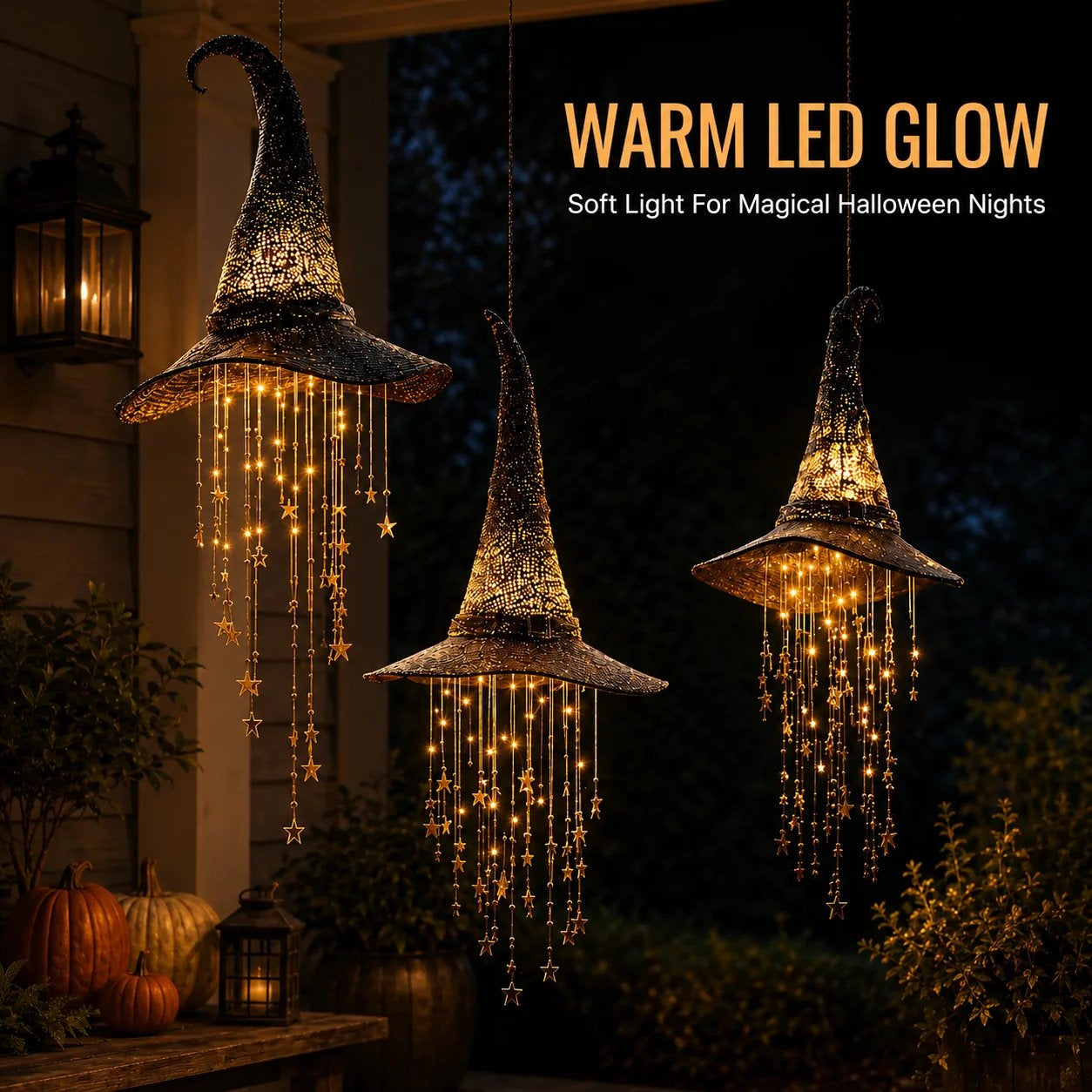 🍂 Lighted Witch Hat Hanging Chime Where Halloween Magic Meets Enchanted Glow