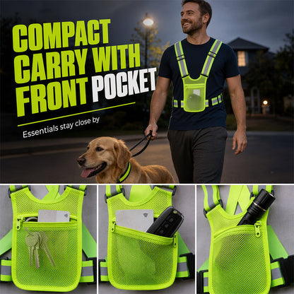 🦺✨ High-Visibility Reflective Vest – Practical Pocket, Comfortable Fit, and Total Safety for Day and Night Running 🌙🏃‍♂️