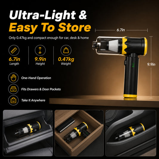 ✨ 4-in-1 Cordless Handheld Vacuum Handheld 120,000 RPM Hurricane Suction Power — Cleans up any stubborn trash in 3 seconds! 🌪️🚗