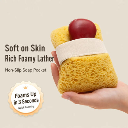 2-Pack Quick-Foaming Soap Pocket Bath Sponges with Easy-Grip Hand Straps