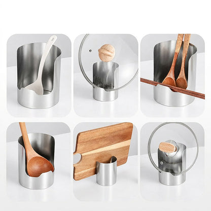 💡Stainless Steel Spoon Rest & Pot Lid Holder - Rust-Proof Drip Catcher for Stove Top