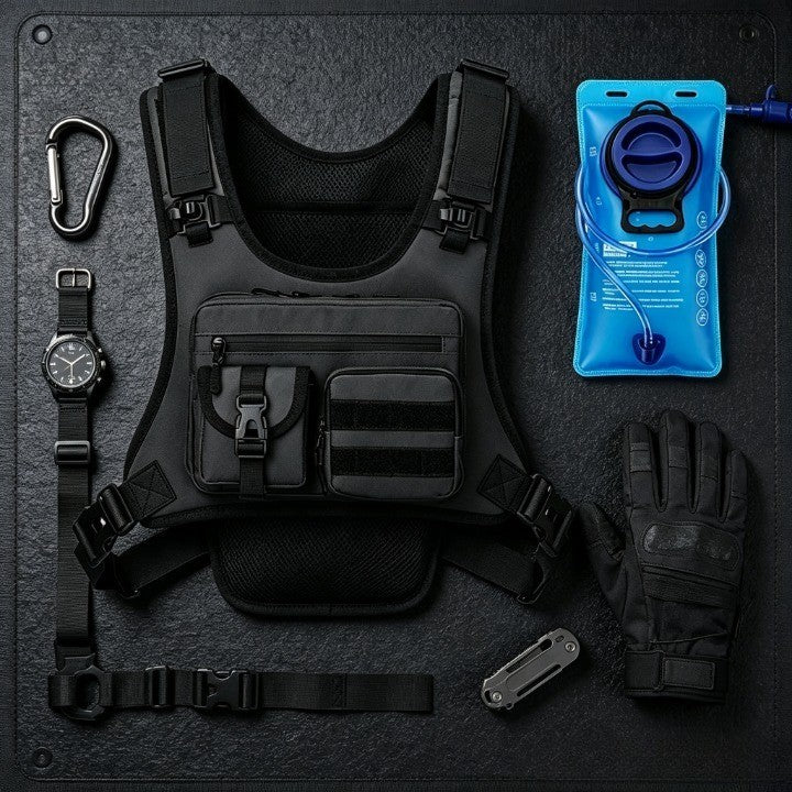 ✨Men’s 2L Tactical Hydration Running Vest – Lightweight Adjustable Chest Pack💧