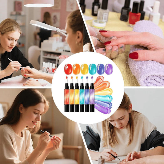 6PCS One-Step Gel Nail Art Pen Set