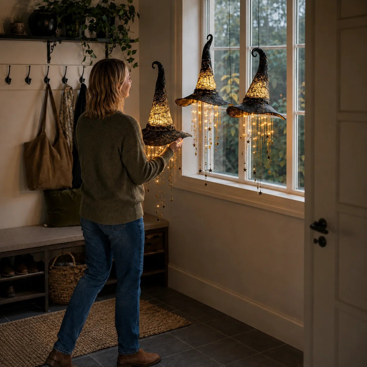 🍂 Lighted Witch Hat Hanging Chime Where Halloween Magic Meets Enchanted Glow