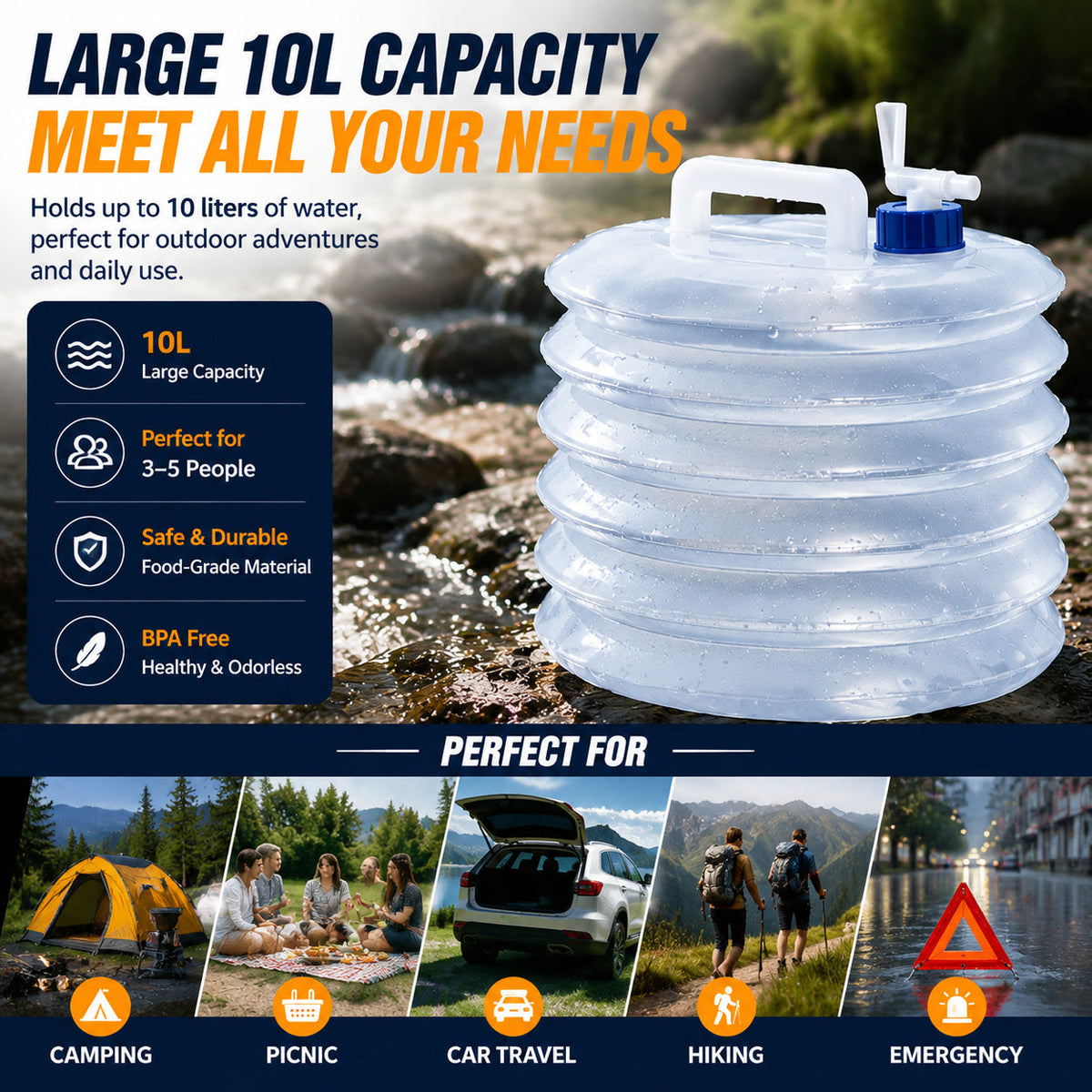🚀 Ultra-Portable Retractable Water Storage Container ⛺ — Space-Saving Essential for Outdoor Camping! 🌟