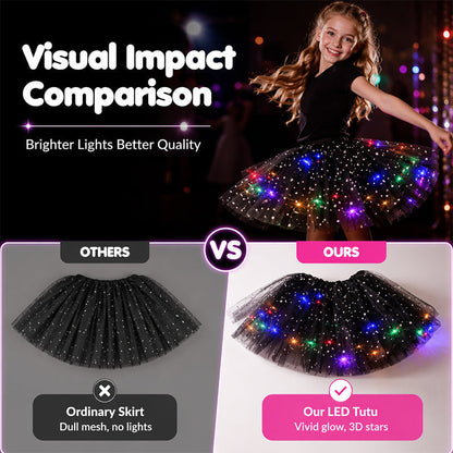🎁LED Light Up Sequin Tutu Skirt Star Mesh Princess Skirt for Girls and Adults