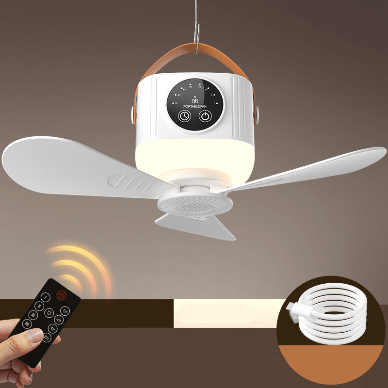 💡Portable Hanging Fan With Light And Remote Control