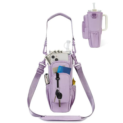 Water Bottle Carrier Bag with Phone Pocket for Stanley Cup 40/30oz