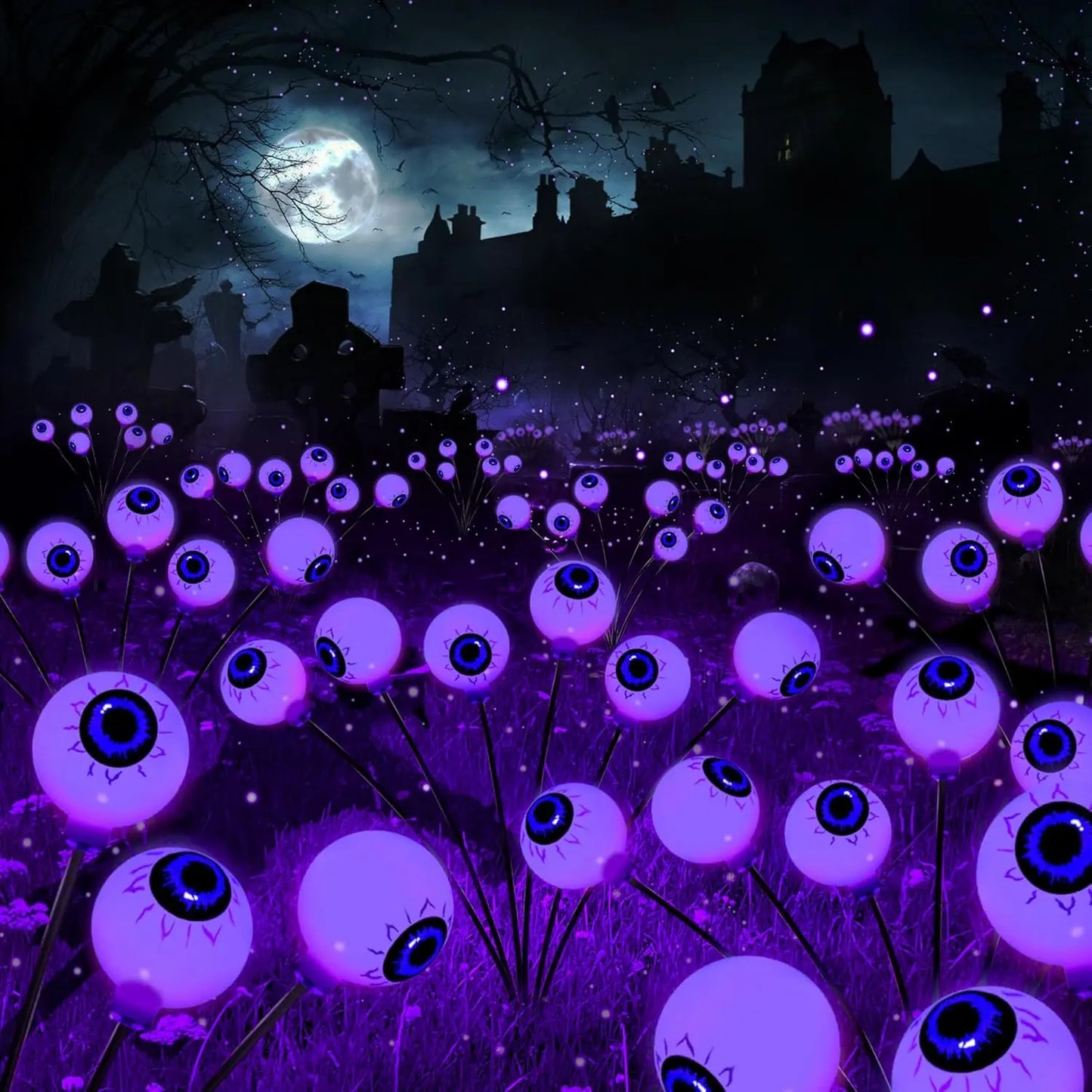 🎃Solar Halloween Eyeball Lights, 2 Pack 12 LED 2 Modes
