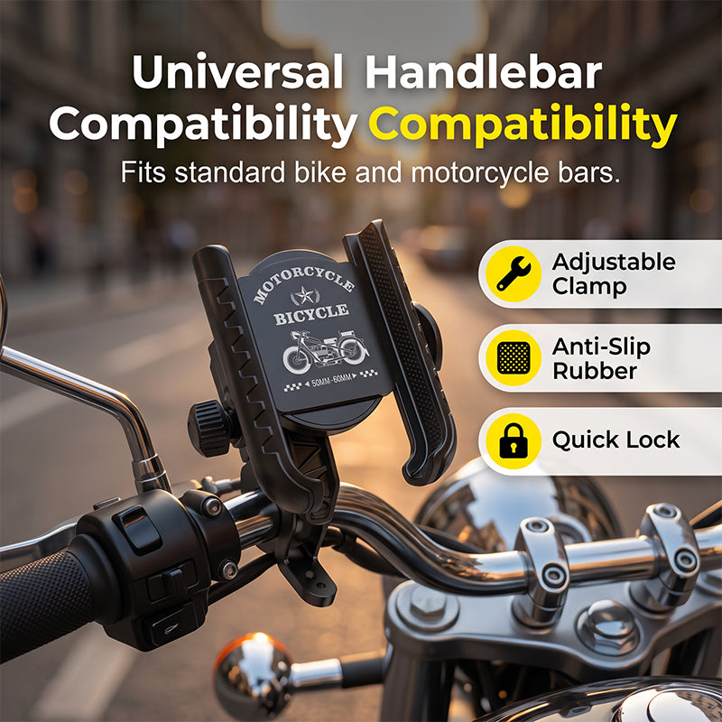 🔒Ultimate Quick-Release & Lock Bike Phone Mount — Secure, Tool-Free, 360° Rotatable Handlebar Cell Phone Holder for Bicycles & Motorcycles