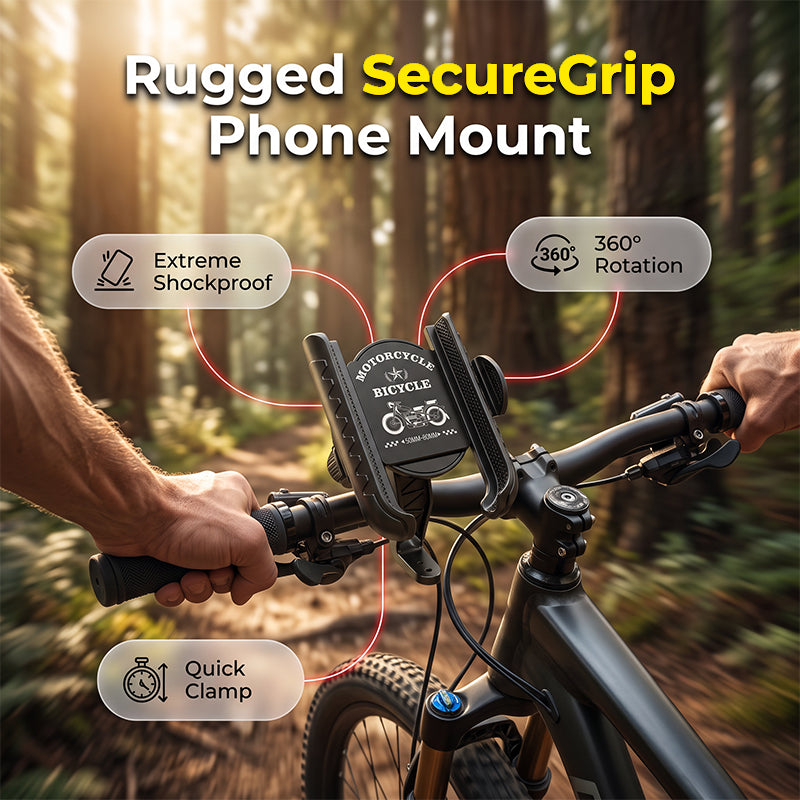 🔒Ultimate Quick-Release & Lock Bike Phone Mount — Secure, Tool-Free, 360° Rotatable Handlebar Cell Phone Holder for Bicycles & Motorcycles