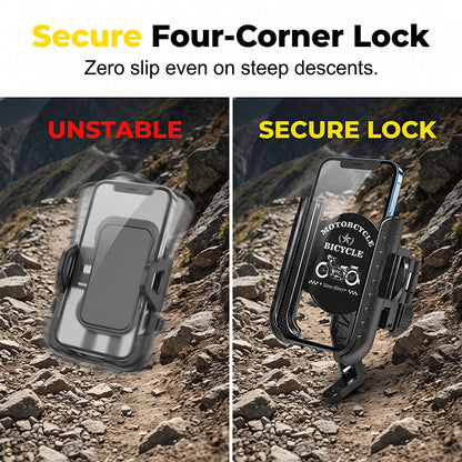 🔒Ultimate Quick-Release & Lock Bike Phone Mount — Secure, Tool-Free, 360° Rotatable Handlebar Cell Phone Holder for Bicycles & Motorcycles