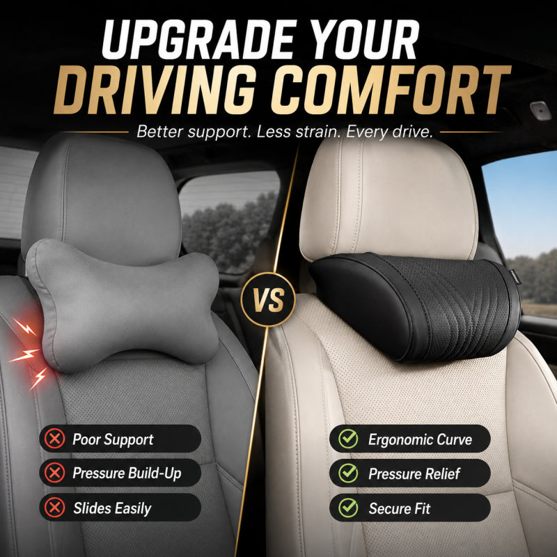 🚗Relieve Driving Fatigue! Universal Memory Foam CarHeadrest Neck Pillow,Ergonomic Support AutoNeck Cushion for Long Road Trips